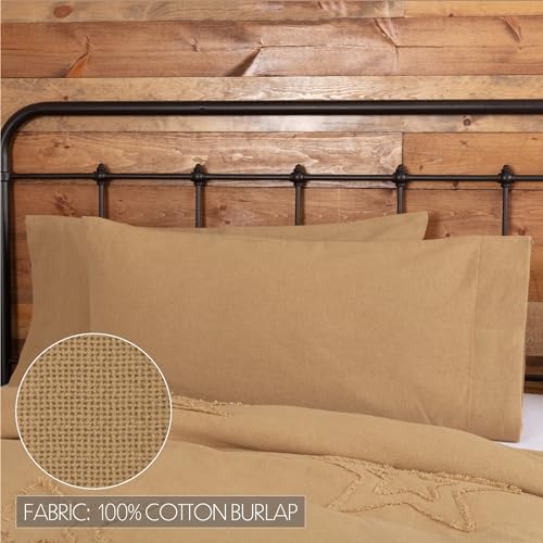 VHC Brands Burlap King Pillowcase Set 21x40 Tan