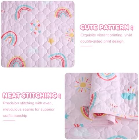 CIMVI Pink Rainbow Quilt Set for Kids
