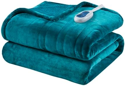 Beautyrest Heated Throw Blanket - Teal 3 Heat Settings Reversible
