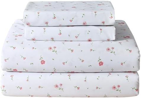 Softan Pink Floral Twin Fitted Sheet Set 3 Pieces