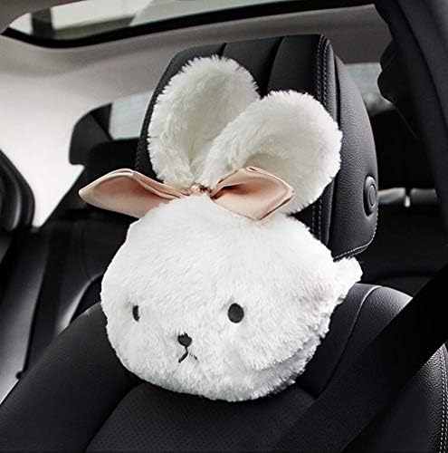 Fluffy Cute White Bunny Neck Pillow for Car Comfort 1pcs