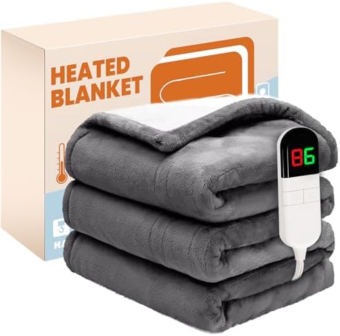 PTQ Electric Heated Blanket 50x60 Light Grey