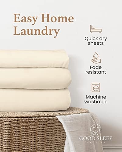 Good Sleep Bedding Queen Fitted Sheet Ivory 800 TC 16 Deep