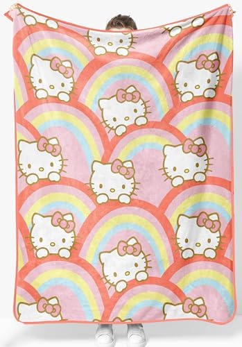 Jay Franco Hello Kitty Rainbow Plush Throw Blanket