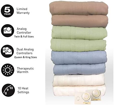 Biddeford Blankets Queen Size Electric Heated Blanket with Analog Controller