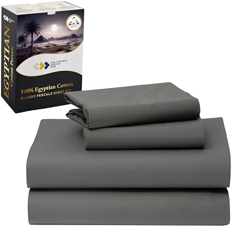 California Design Den Grey Queen Sheet Set - 100 Egyptian Cotton Percale 1