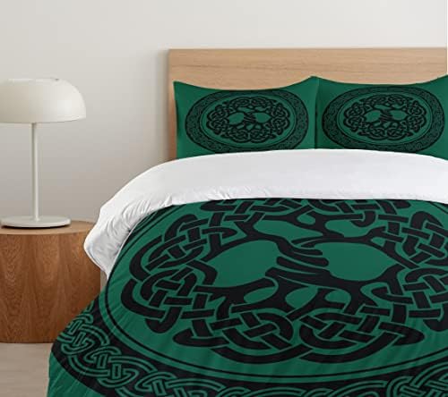 Ambesonne Celtic Duvet Cover Set Forest Green Black