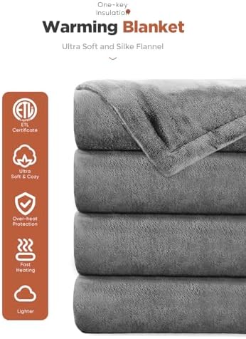 Mlivrom Heated Throw Blanket with Timer Auto-Off and 8 Heating Levels