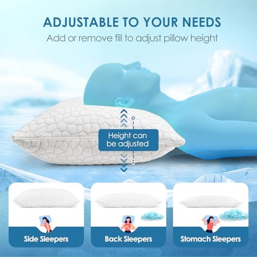SUPA MODERN Cooling Bed Pillows 2 Pack Shredded Memory Foam