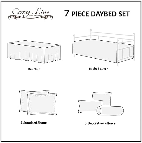 Cozy Line 7 Piece Daybed Quilted Bedding Set 1