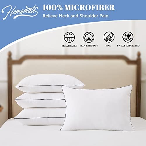 Homemate Bed Pillows - Queen Size Set of 4 Allergy Friendly
