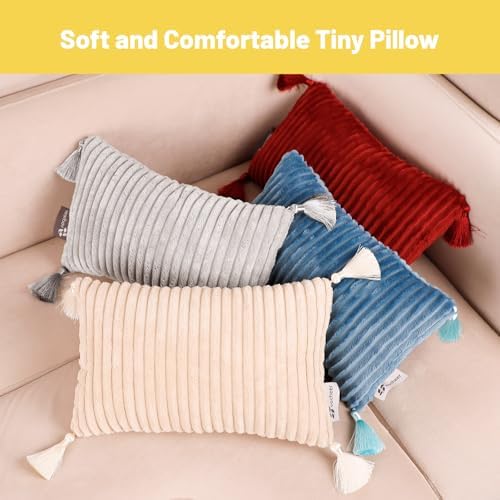 vocheer Small Travel Pillow with Tassels 11x7 Red 2pc