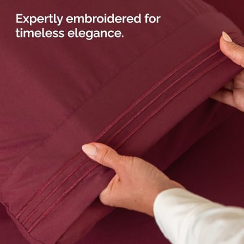 Wrap Around Dust Ruffle Bed Skirt Set - Burgundy for Twin Bed