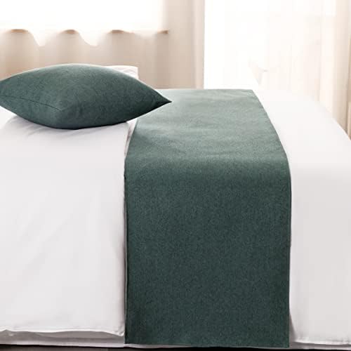 AMBERIS Bed Runner Blue-Green Imitation Linen Scarf for Home Hotel