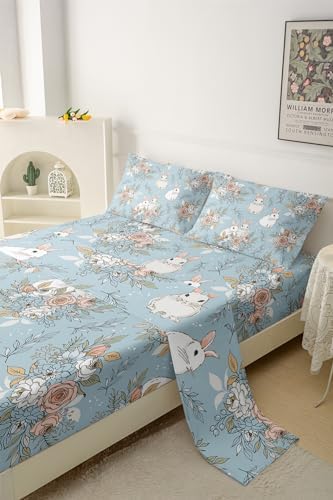 QOOMO Cute Rabbit Microfiber Kids Bedding Set