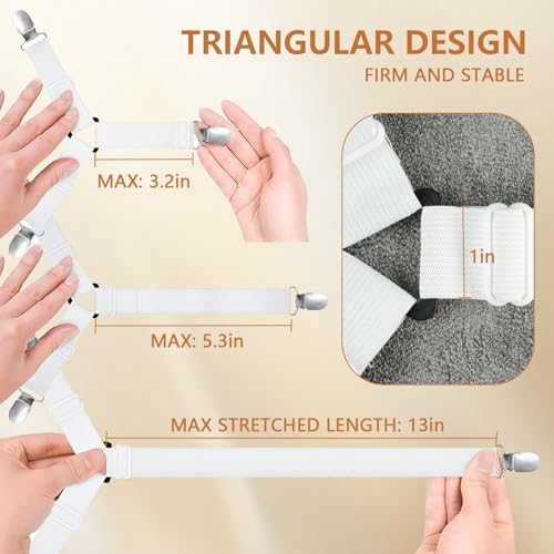 4PCS Sheet Straps with Metal Clips for Bed Corners