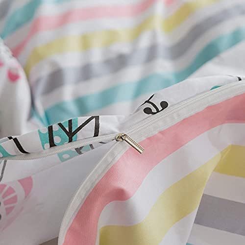 BuLuTu Reversible Cotton Duvet Cover Set for Kids