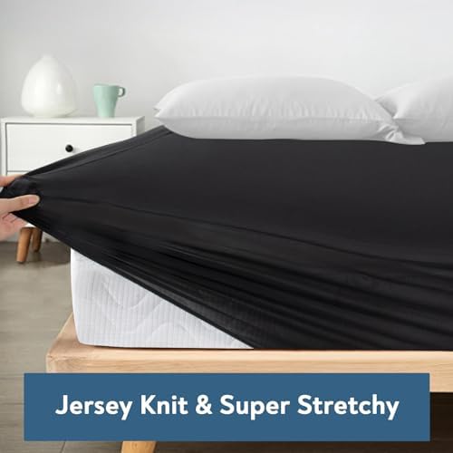 2 Pack Twin Fitted Sheets Super Soft Cooling Black Bedding for Kids