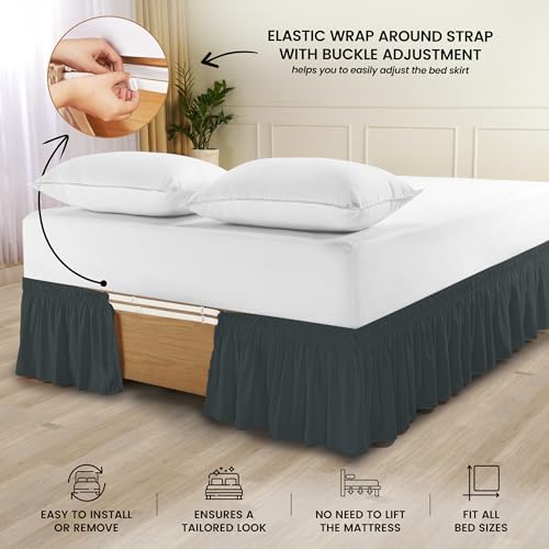 Utopia Bedding Queen Elastic Bed Ruffle with Microfiber Skirt
