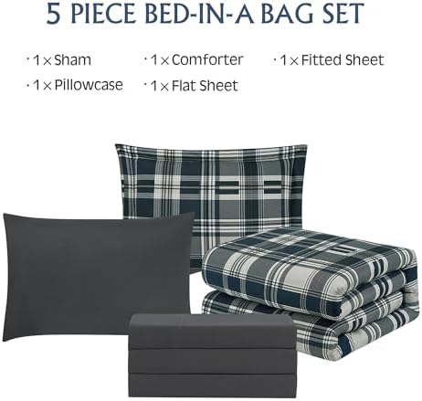 MaiRve Navy Blue Twin XL Comforter Set 5 Piece