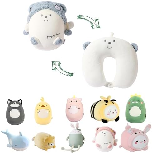 Kids Travel Pillow with Blue Bear Design