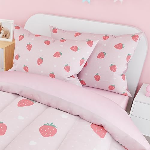 SANDJEST Strawberry Duvet Cover Set for Kids 1