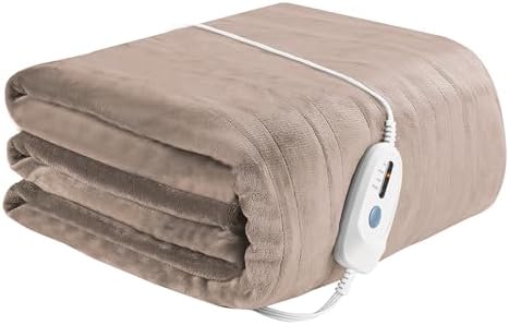ONDAN Electric Blanket Flannel Weighted 72 x 84 Beige