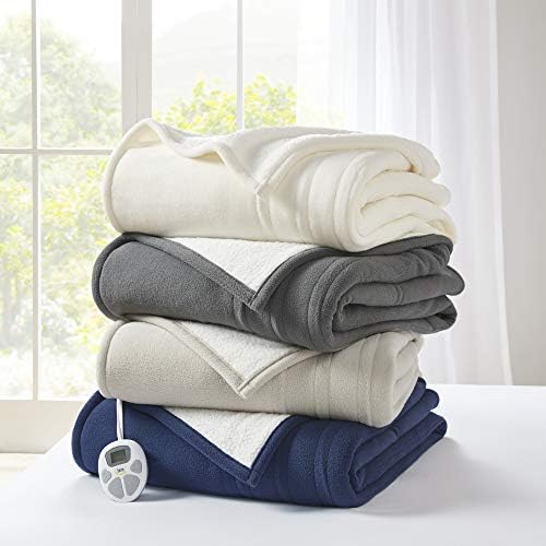 Serta Reversible Fleece to Sherpa Electric Blanket 90x100 Blue King