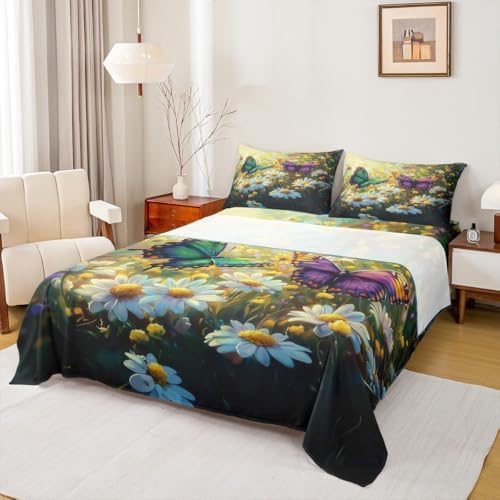Jejeloiu Butterfly Bed Sheet Set for Kids