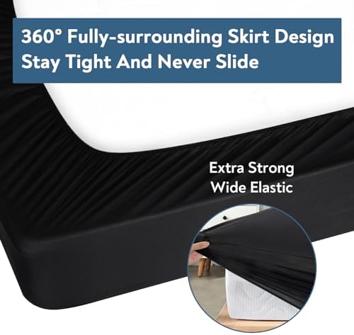 2 Pack Twin Fitted Sheets Super Soft Cooling Black Bedding for Kids