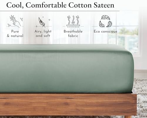 California Design Den Twin XL Fitted Sheet Sage Green