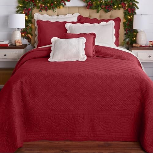 BrylaneHome Bedding Soft 100 Cotton Bedspread - King Blue Stripe