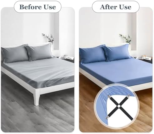 Mkono Sheet Straps 6 Way Cross 14 Clips Fitted Sheet Holder