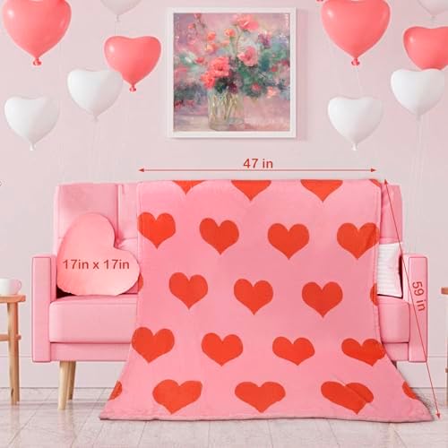 ChezMax Heart Pillow Blanket - Pink 2-in-1 Set