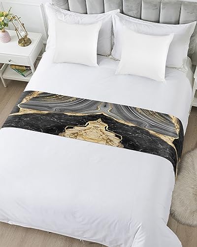 Sabolny Abstract Marble Bed Runner Scarf Cal King Size