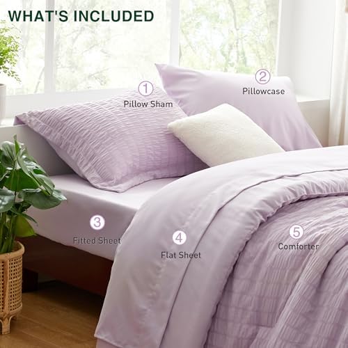 Loves Cabin Seersucker Lavender Comforter Set