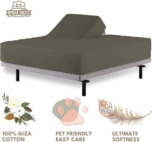 Split Top King Fitted Sheet Dark Grey 100 Giza Cotton