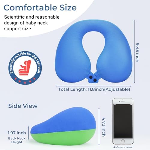 COOLBEBE Kids Travel Neck Pillow 2PCS Blue Green Pink Purple