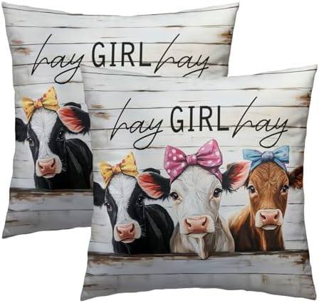 Giwawa Farmhouse Cow Pillow Covers Set of 2 18x18 Inch