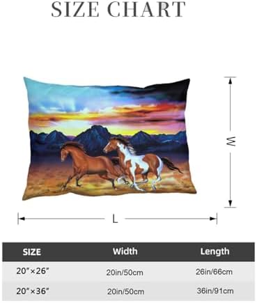 Running Horses Pillow Case - Soft Breathable Queen Size 20x26 Inches