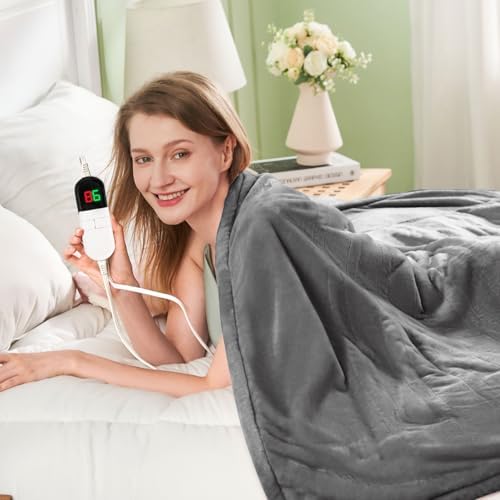 PTQ Electric Heated Blanket 50x60 Light Grey