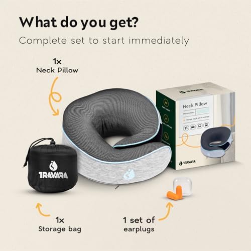 TRAVARA Memory Foam Neck Pillow for Airplanes