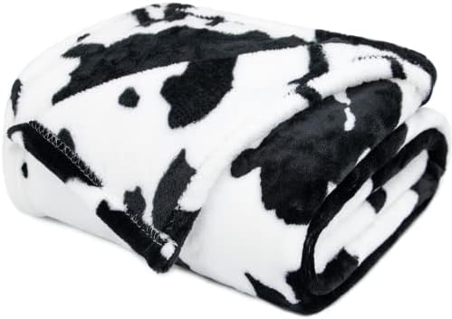 Cow Print Blanket - 50x60 Plush Fuzzy Fleece Throw for Kids Adults
