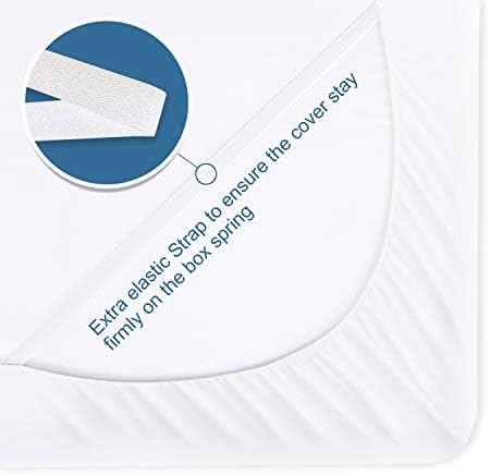 Twin Box Spring Cover with Elastic Woven Material Dustproof Washable White