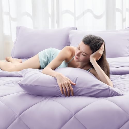 HEVUMYI Queen Purple Comforter Set 7-Piece