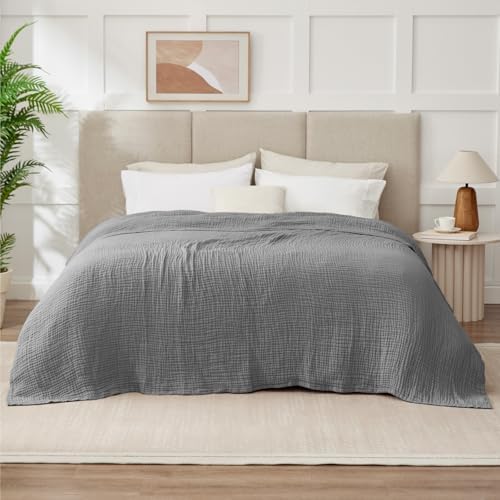 Kozyhvn 100 Cotton Muslin Blanket King 108x90 Grey