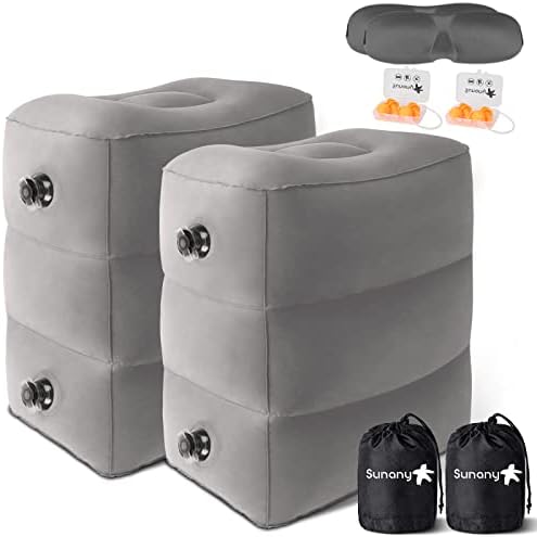 Sunany Inflatable Travel Foot Rest Pillow 2 Pack