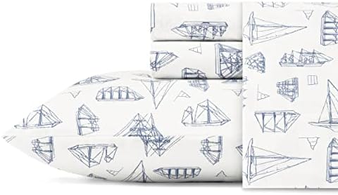 Nautica Twin XL Bed Sheets Set - Whitewood Sail Blue