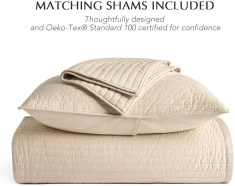 EVERGRACEHOME Cotton Sateen Quilt Set Queen Size