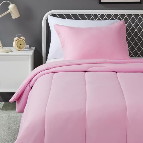 Amazon Basics 2 Piece Soft Microfiber Kids Comforter Set Twin Light Pink